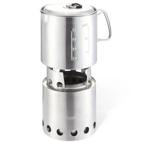 Lite Pot 900 Wood Burning Camp Stove Set With 900 Milliliter Pot, Portable Backpacking Stove, 304 Stainless Steel Construction
