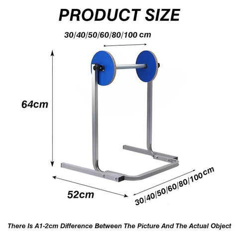 Adjustable Shipping Station Stand Tabletop Bubble Wrap Dispenser Metal Cushioning Film Rack displaying size dimensions and features.