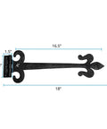 18 Inch Black Wrought Iron Fleur De Lis Strap Hinge Set Flush Mount Heavy Duty Gate And Door Hinges With Hardware Indoor Outdoor Use Pack Of 2