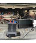 Automotive USB Oscilloscope 6074BE Kit I II III IV Four Channel Scope 70 MHz 1 GSa Per Second Diagnostic Tool in use under car hood