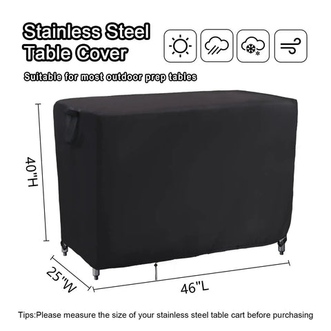 Outdoor 46 Inch Grill Cart Cover Waterproof Prep Table Cover For Stainless Steel Carts And Metal Tables Rectangular Patio Shield Weatherproof BBQ Equipment Protector 46 Inch Long 25 Inch Wide 40 Inch High