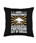 Hang Glider Throw Pillow With Dope Humorous Quote Never Underestimate An Old Man With A Particular Set Of Skills Gift For Hang Gliding Fans Pilots