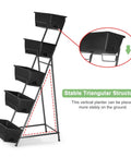 Five Tier Vertical Garden Planter For Balcony Or Patio No Bend Ergonomic Design Space Saving Raised Garden Bed with black pots