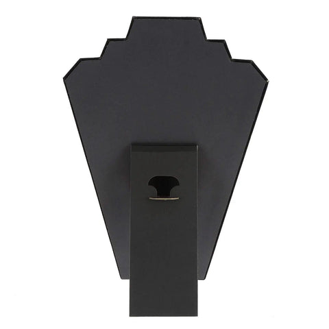 Back view of Nine Piece Black Velvet Necklace Display Set, 12.5 Inch Tall Easel Jewelry Stand Organizer for pendants and chains