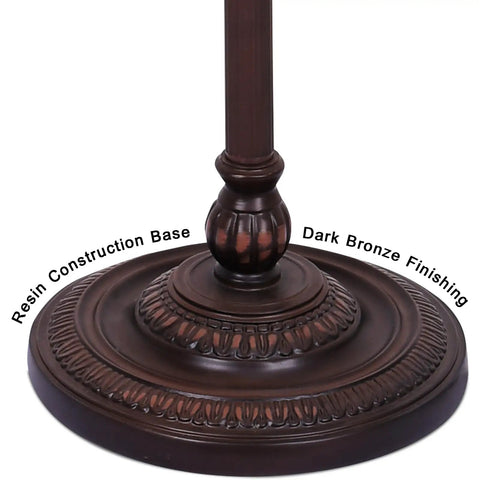 Heavy Duty Resin Floor Lamp Base For 11 To 12 Inch Tiffany Style Lampshade, close-up view of dark bronze finish.