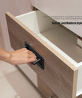 Person using 2 Pack Black Zinc Alloy Recessed Door Pull Handles For Drawers Cabinets Doors And Toolboxes, installed on wooden drawer.