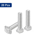 Hammer Head T Slot Bolts Set M5 X 20mm For 2020 Series Aluminum Extrusion Profiles Drop In Screw Studs Carbon Steel Nickel Plated Finish Silver 20 Pack No Fuss Install