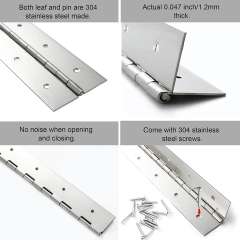 Tough As Nails Heavy Duty 16 Inch By 2 Inch Piano Hinge 0.047 Inch Thick Stainless Steel Two Pack Continuous Hinge For Cabinets Doors