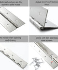 Heavy Duty Grit 2 Pack Of 12 Inch Piano Hinges At 2 Inch Wide Crafted From The Real Deal 304 Stainless Steel, showing hinge detail and screws.