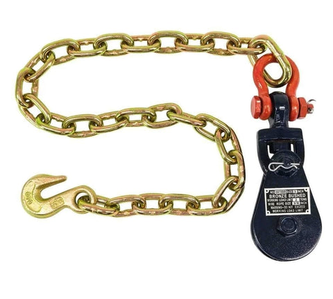 Two Ton Snatch Block With Chain For Car Carrier And Three Eighths Inch By One Hundred Foot Winch Cable With Steel Core Rope