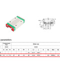 Image of MGN12H 400mm Linear Rail Guide slider specifications and measurements for CNC and 3D printer upgrades with two carriages.