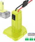 18V Battery Adapter For Power Wheel Conversion Kit With Switch Fuses And Wire Terminals 12 AWG Wire Power Connector, green.