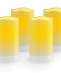 Solar Powered Pillar Candles Set Of 4 3.25 Inch By 6 Inch Waterproof LED Flameless Dusk To Dawn Outdoor Candles with Rechargeable Solar Battery Included