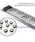 Close-up of Heavy Duty 22 Inch Drawer Slides Pack Of 4 Full Extension Rails with 46mm side mount ball bearings.