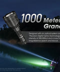 Beast Bright Ultra Long Throw Flashlight With 2000 Lumens And A 1093 Yard Reach, USB C Rechargeable, Rugged Handheld Searchlight beam over water