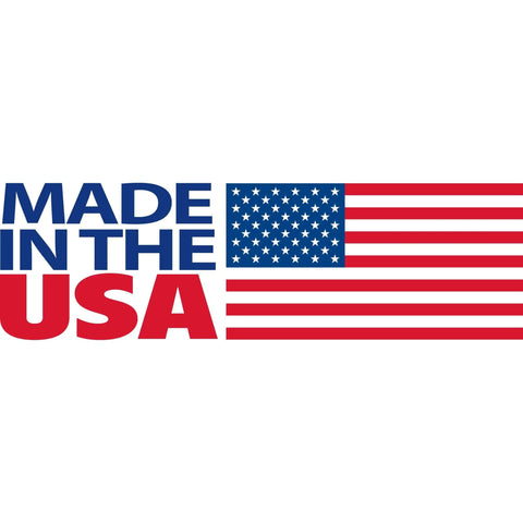 Made in the USA text with American flag graphic beside it