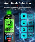 Rechargeable Digital Multimeter With NCV Tester And Audible Visual Alarms, Auto-Ranging with backlit LCD display and icons visible