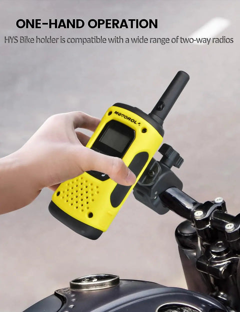 Heavy-Duty Motorcycle Walkie Talkie Mount for Bikes and ATVs - Universal Two-Way Radio Holder on handlebars with one-hand access