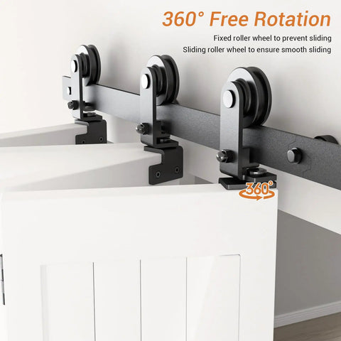 68 Inch Bi Folding Barn Door Hardware Track Kit For Four Panels Under Sixteen And A Half Inches Wide Space Saving Accordion Style Sturdy And Smooth Operation Door Not Included