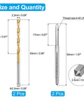 Diagram of Beefy Tap And Drill Bit Set For Metalwork 4 40 UNC Taps Plus 2 3mm Drill Bits, dimensions and quantity shown