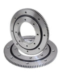 Rock Solid Heavy Duty Slewing Bearing With Outer Gear Ring, 100 X 214 X 30 Millimeters, Two Module Design, 105 Tooth Rotary Support For Hoisting Machinery, Smooth Operator Built For Heavy Daily Grinds, showing two circular gear rings.