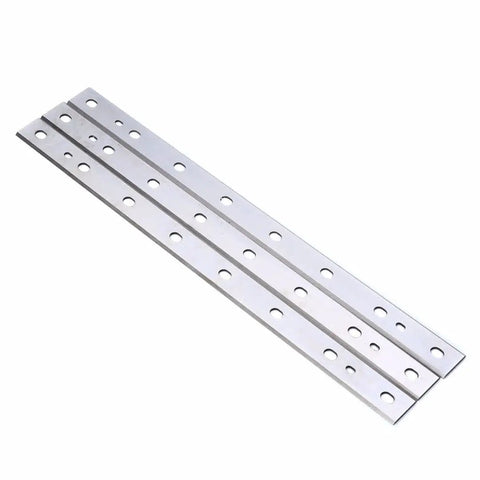 Set of 3 12 And A Half Inch Replacement Planer Blades For DW734 DW7342 showing high speed steel reversible honed edges