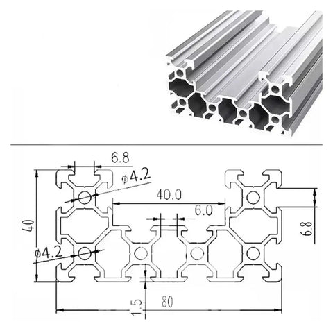 Gear Up With This Heavy Duty 4080U Aluminum Profile Extrusion Beam showing dimensions and structure for CNC routers and 3D printer frames.