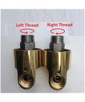 Brass 360 Degree Rotation Union Right-Thread 3/8 Inch Swivel Joint For Tight Spaces, Heavy-Duty, Leak-Resistant, Smooth Flow Connector For Plumbing, Hydraulic, And Fluid Transfer; left-right thread view