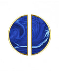 2 Pack Monochrome Blue Fluid Swirl Cabinet Pulls With Gold Semicircle Drawer Handles 3 Inch Center Hole Solid Metal Kitchen Vanity Bathroom Dresser Hardware Modern Marble Pattern Handles For Cabinets