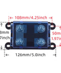 Top view of Two Way AMG Mega Fuse Holder ANM B2 Bolt On Fuse Block for one or two fuses, 32V DC car protection, dimensions shown.