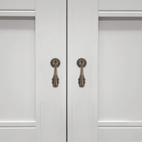 10 Pack Dope Vintage Style Zinc Alloy Drawer Pulls With Single Hole Design on white cabinet