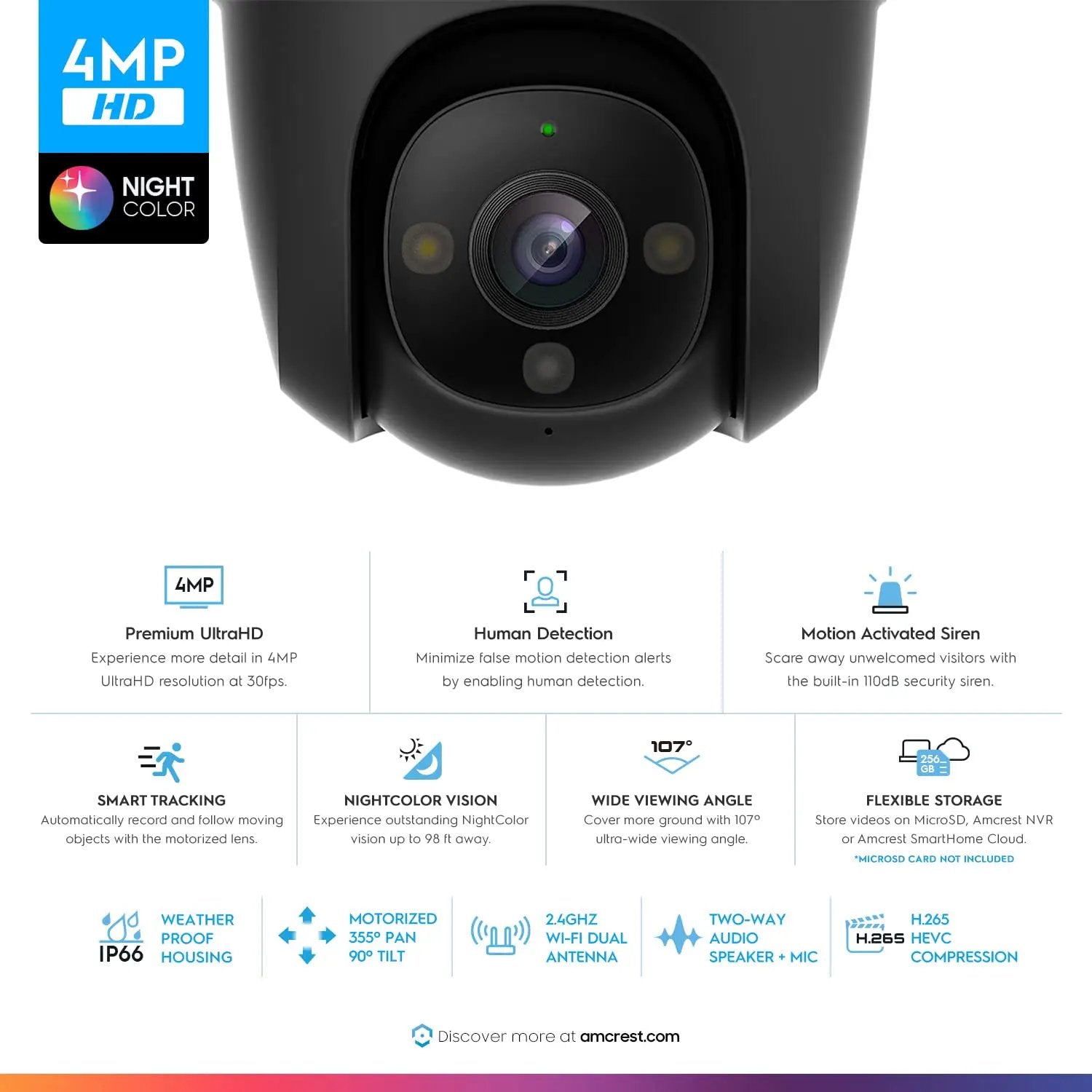 4MP Outdoor PT WiFi Security Cam ✓