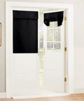 Blackout Curtain Panel For French Doors And Windows, Thermal Insulated Light Block, Energy Efficient 30 X 40 Inches, One Panel In Deep Black, Easy Install In Minutes With Strong Adhesive Straps, No Drill Required installed on French doors