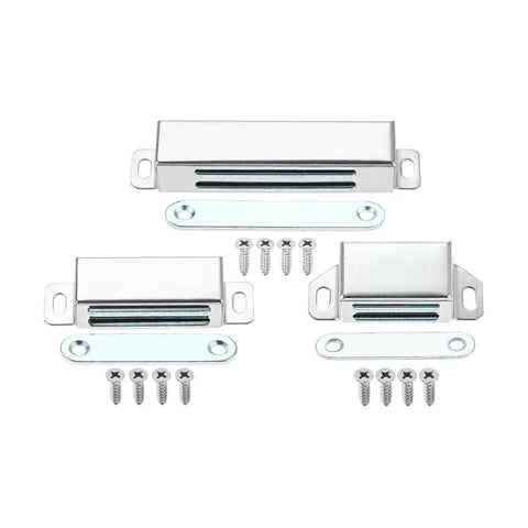 Heavy Duty Magnetic Cabinet Catch Set for Cupboard, Closet and Drawer Doors, Smooth Round Edge, Stainless Steel, Screws Included