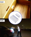 Door Activated LED Puck Lights 4 Pack Cordless Battery Operated Cabinet Drawer Closet Lighting with automatic sensor in drawer