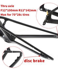 Carbon Road Bike Frameset 700C With Fork Disc Brake Thru Axle 12x100 Front 12x142 Rear Internal Routing Lightweight detail