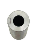 Metal cylindrical crankshaft adapter bushing, silver finish with central bore, front view