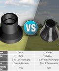 Comparison of 3 Pack Golf Ball Grabber With Suction Cup For Putter Grip, showing TPE vs rubber material.