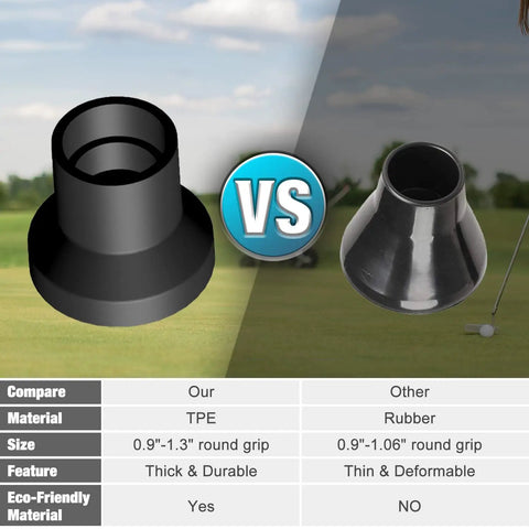 Comparison of 3 Pack Golf Ball Grabber With Suction Cup For Putter Grip, showing TPE vs rubber material.