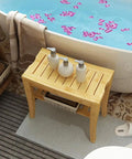 Sturdy Bamboo Shower Bench Seat With Storage Shelf Organizer Waterproof Bathroom Chair for shower tub and balcony next to bathtub