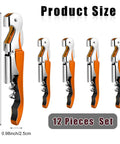 Portable Orange Corkscrew Wine Opener Set For Waiters And Bartenders, Stainless Steel, Foldable Design, 12 Pieces Display