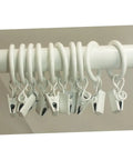 Metal Curtain Rings With Clips Set 10 Pack Heavy Duty Design For Smooth Glide On Curtain Rods, electroplated white finish