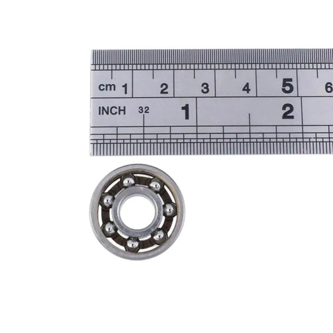 100 Pack 608 Steel Ball Bearings 8X22X7mm Open Deep Groove Precision Rollers For Fidget Spinners with ruler for size reference