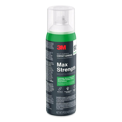 Max Strength 90 Multi-Surface Contact Adhesive Spray, 12.6 oz Can, Low VOC Formula, front view with adjustable nozzle