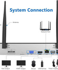 Back view of All In One WiFi Security Camera System With NVR Kit showing connection ports and antennas
