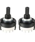 Dope Band Selector Rotary Switch With Knob 1 Pole 12 Throw, 1 Deck, 13 Pins, Rugged Multi Pole Multi Throw Switch For Radio, TV, And Industrial Control Systems, Handy Pack Of 2 For Easy Swapping In Tight Spaces, shown front view
