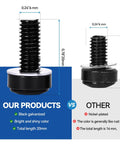 Badass M6 X 20mm Rack Mount Screws And Cage Nuts Bundle For Server Racks showing black galvanized screws with dimensions.