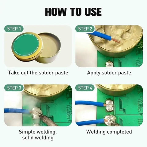 Steps to use Low Temp Solder Flux Paste For Precision Electronics Repair No Clean Lead Free Liquid Solder Paste With 60°C Melting Point
