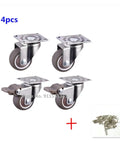 4 Piece Heavy Duty Furniture Casters Set, Soft Rubber Swivel Wheels With White Stems And Silver Rollers, set of four with screws