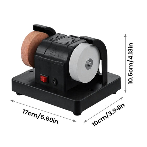 Electric Double Grinding Wheel Buffer That Cracks Rust Seals and Slays Dull Edges With Heavy Duty Polishing Power, compact and sturdy.